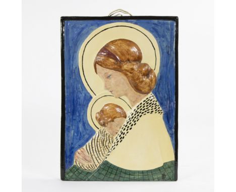 Domien INGELS (1881-1946) Ceramic plaque Mother and child, monogram. Keramieken plaquette Moeder en kind, monogram. 43 x 30.5