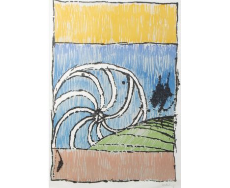 Pierre ALECHINSKY (1927) Lithograph in colors No title, signed. Kleurenlithografie Zonder titel, getekend. 66 x 47 cm