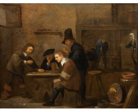 Adriaen VAN OSTADE (1610-1685) (circle) Oil on panel The card players. Olie op paneel De kaartspelers. 44 x 58 cm