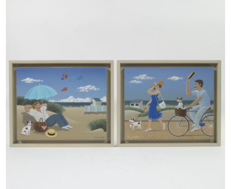 Jean-Pierre LORAND (1939) Oil on panel (2) Beach scenes, signed. Olie op paneel (2) Strandscenes, gesigneerd. 24 x 30 cm