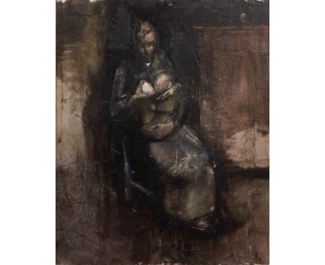 Alex WAUTERS (1899-1965) Oil on panel Mother with child, signed. Olie op paneel Moeder met kind, gesigneerd. 43 x 35 cm