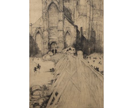 Jules DE BRUYCKER (1870-1945) Etching L'Eglise St Nicolas Gand, signed. Ets L'Eglise St Nicolas Gand , gesigneerd. 46 x 31 cm