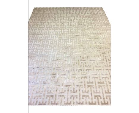 CONTEMPORAY 'HOPPEN' PART SILK CARPET, 350cm x 250cm, in shades of gold.