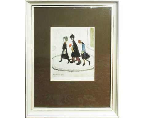 LAURENCE STEPHEN LOWRY R.A. 'The Family', lithograph, signed and dated 1960 in the plate, hand signed lower right, with KCE e