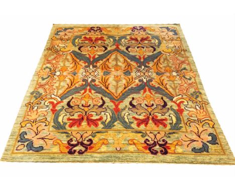 FINE WILLIAM MORRIS DESIGN CARPET, 230cm x 180cm. with polychrome scrolling foliates 