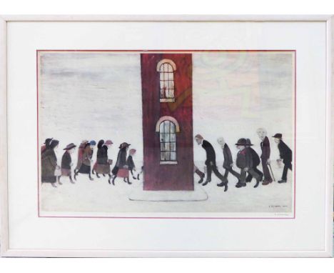 LAURENCE STEPHEN LOWRY RBA RA 'Meeting Point', lithograph, signed in pencil, and with printed signature in the plate, with Fi