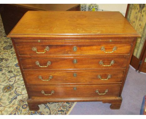 CHEST, George II mahogany with a brushing slide above four graduated long drawers on bracket feet, 90cm W x 83cm H x 51cm D. 