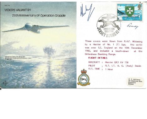 Grp Capt K G Hubbard and The Lord Penny of East Hendred signed RAF B41 Vickers Valiant B1 cover. Commemorates the 25th Annive