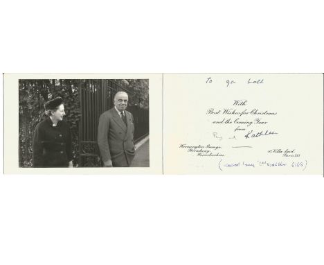 General Hastings Ismay signed Christmas card signed Pug. General Hastings Lionel Ismay, 1st Baron Ismay KG, GCB, CH, DSO, PC,