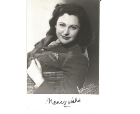Nancy Wake WW2 resistance heroine signed 6 x 4 b/w portrait photo. Nancy Grace Augusta Wake, AC, GM was a secret agent during