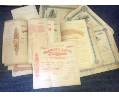 Share Certificate collection early 1900s. 24 in total, various companies. Varying in condition to be expected due to age. Goo