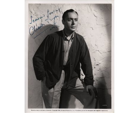BOYER CHARLES: (1899-1978) French Actor, an Academy Award nominee. Vintage signed 8 x 10 photograph, an appealing study of Bo
