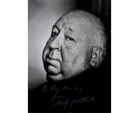 HITCHCOCK ALFRED: (1899-1980) English Film Director. A good vintage signed and inscribed 10 x 13.5 photograph of Hitchcock in