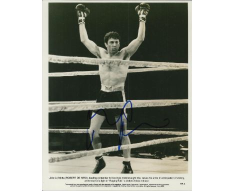 DE NIRO ROBERT: (1943-     ) American Actor, Academy Award winner. Signed 8 x 10 photograph of De Niro standing in a victorio