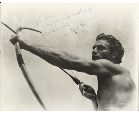 BARKER LEX: (1919-1973) American Actor, remembered for his portrayal of Tarzan of the Apes. Vintage signed and inscribed 9.5 