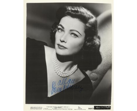 TIERNEY GENE: (1920-1991) American Actress, an Academy Award nominee. Signed and inscribed 8 x 10 photograph, an appealing or