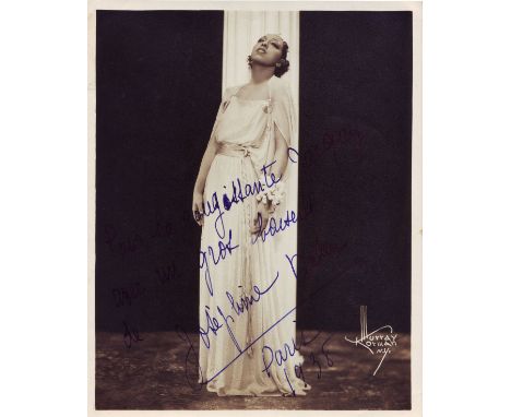 BAKER JOSEPHINE: (1906-1975) American-born French Dancer, Singer & Actress. Vintage signed and inscribed sepia 8 x 10 photogr