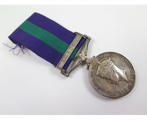 GSM GVI with Malaya clasp named S/14419181 Pte T J Phillips RASC. GVF