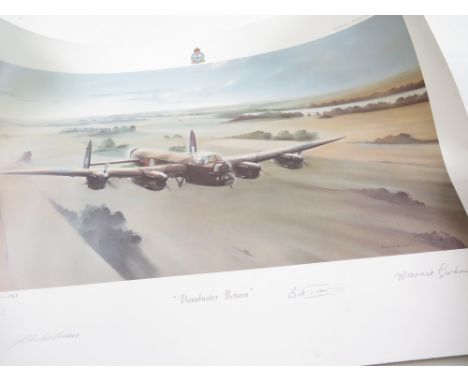 Signed limited edition print, 743/850 'Dambuster Return'. Signed by three veterans and also by Maurice Gardiner (unframed)