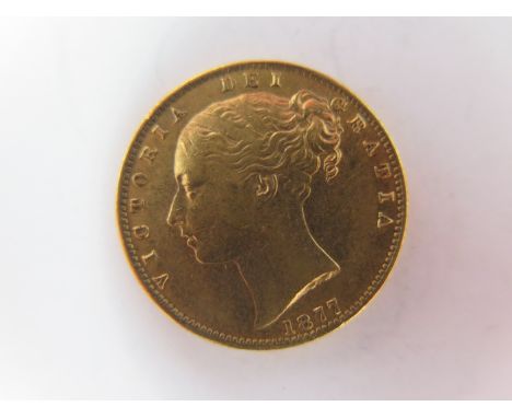 Sovereign 1877 S, shieldback, Sydney Mint, Australia, S.3855, VF