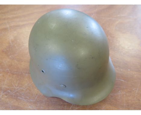 German WW2 1943 pattern raw edge helmet in sand colour as used in north Africa  Sisley  Italy complete with lining and chin s