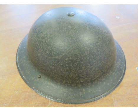 Helmet WW2 home front stencilled on the front AFS with badge transfers complete with lining and chin strap   