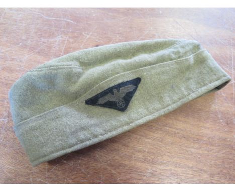 German Waffen SS Sidecap with Totenkopf Button Badge