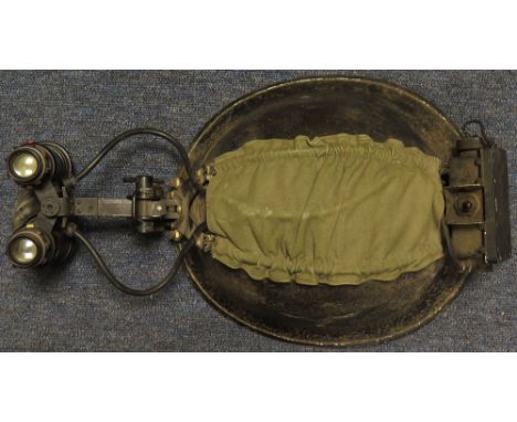 Very unusual early Night Vision Helmet with nigh vision glasses, battery pack, liner. 