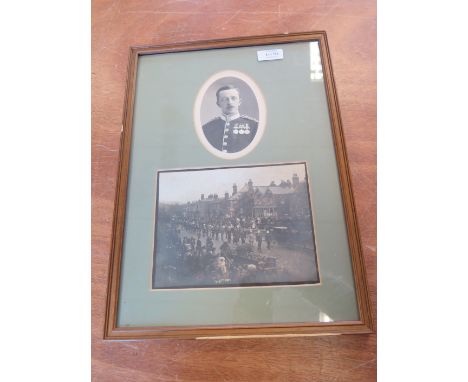 Early 20th century framed head and shoulders portrait of an officer wearing E and W Africa Medal plus 4 bar QSA and KSA over 