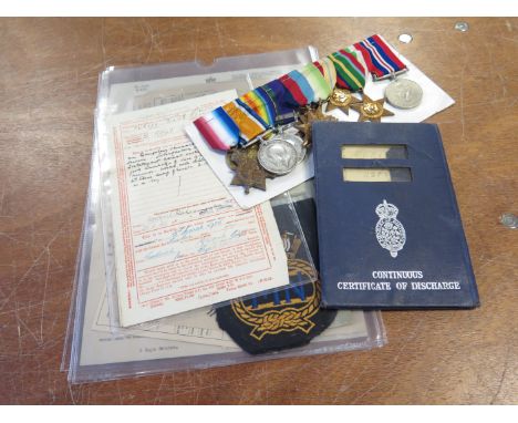 1915 trio with GSM Iraq to 72171 Gnr F R Purvey RFA with WW2 1939-45 star Atlantic star Africa Star Italy Star Pacific Star a