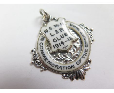 Tribute medal - N.S.W.H. L&R Club In commemoration of the Great War 1914-18. Silver - hallmarked for Birmingham, 1919. 