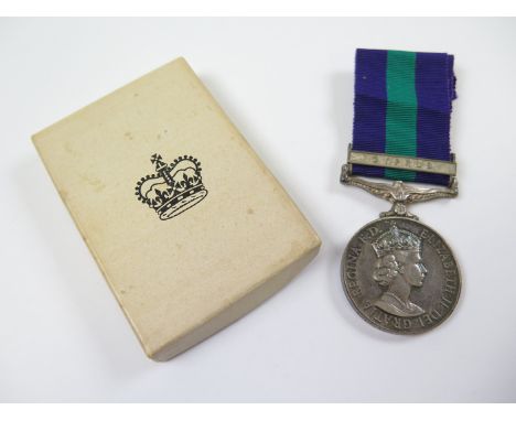 GSM QE2 with Cyprus clasp named to 2/Lt A R Poole INT CORPS. With box of issue. EF