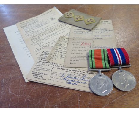 WW2 medals documents commission scroll etc. to Captain S W  Wood RASC with good selection of service documents  to his brothe