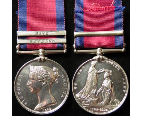 Military General Service Medal 1847 with bars Nivelle, and Nive, named to R. Platt, 1st Foot Guards. Cpl Radcliffe Platt was 