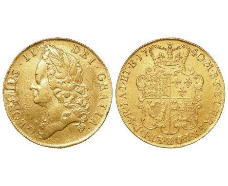 Two Guineas 1740/39, S.3668, VF ex-mount repaired and tooled obverse.