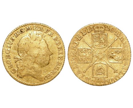 Half Guinea 1720, S.3635, nF, scratch.