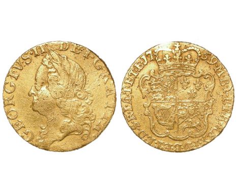 Half Guinea 1759, S.3685, scuffed Fine, slightly bent.