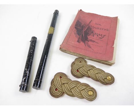 Militaria including Victorian Indian Army Officers gold wire twist shoulder boards 12th Madras Infantry. Victorian helmet plu