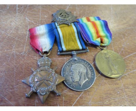 1915 Star Trio and Cap Badge to T1SR533 Cpl Herbert Jukes Army Service Corps (new army special reserve)