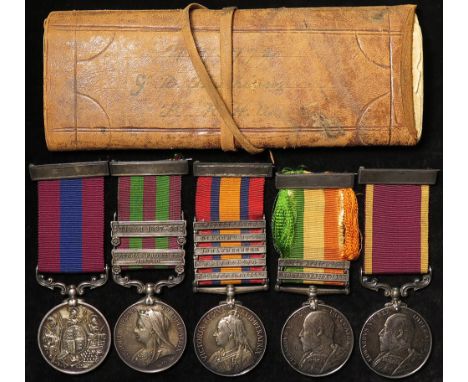 Distinguished Conduct Medal group - DCM (75772 Gnr D Hutchinson RHA, small correction to Regt), India Medal 1896 with bars Pu