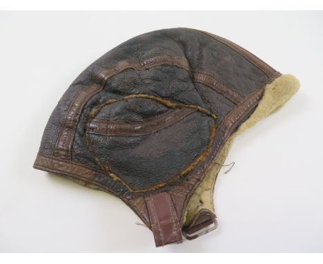 USAAF leather Type B-6 flying helmet with label Drawing No 42 G 6431 Property Air Force US Army