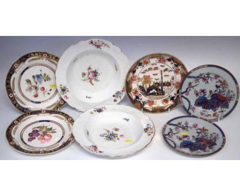 Collection of Spode, to include a pair of iron stone type plates, a pair of botanical studies plates, a pair of bowls and a s