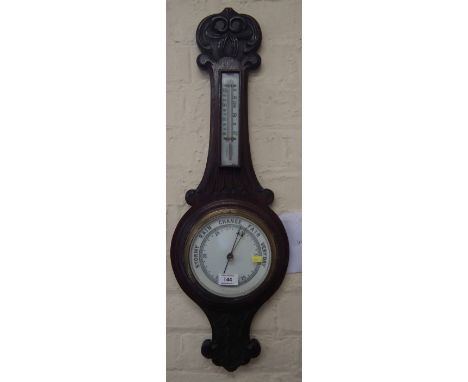 Oak Edwardian aneroid barometer Condition report: see terms and conditions.