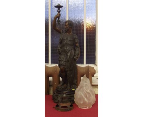 Spelter Roman figural table light. Condition report: see terms and conditions.