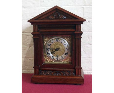 German Mahogany cased bracket clock Condition report: see terms and conditions.