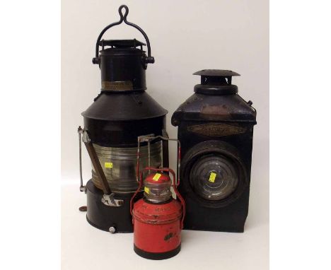 Adlake (no.22) Railway lamp and 'Not Under Command' (patt.5905) Ships lamp by Grimley&Sons and Notex Lamp Condition report: s