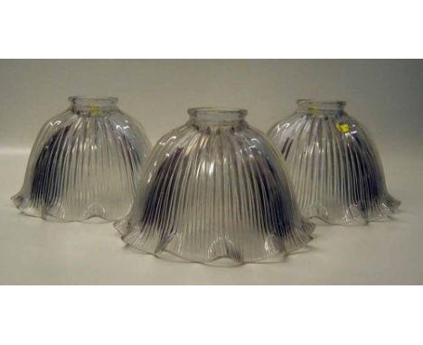 Three clear glass light shades Condition report: see terms and conditions.