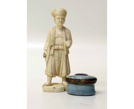 Ivory figure and enamel patch box. Condition report: see terms and conditions.