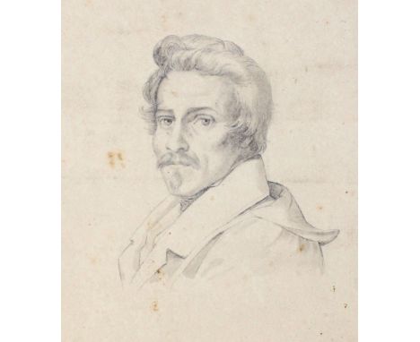 Imhof, Max: Bildhauer (1795-1859). Bleistiftzeichnung. Ca. 17 x 14 cm. Unten bez. mit "Portrait von Bildhauer Max Imhoof. Bür