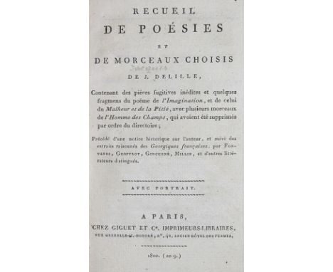 Delille,J.: Recueil de poésies et de morceaux choisis. Contenant des pièces fugitives inédites et quelques fragmens du poëme 